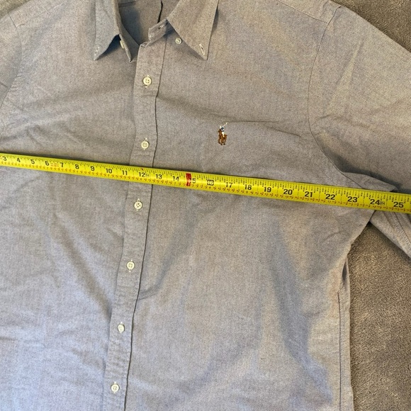 Ralph Lauren Men’s 100% Cotton Long Sleeve Button Down Grey Color Flesh Pony XL - Picture 7 of 10